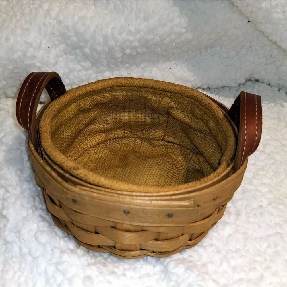 Longaberger Booking Saffron Basket Leather Handles Liner Paperwork USA